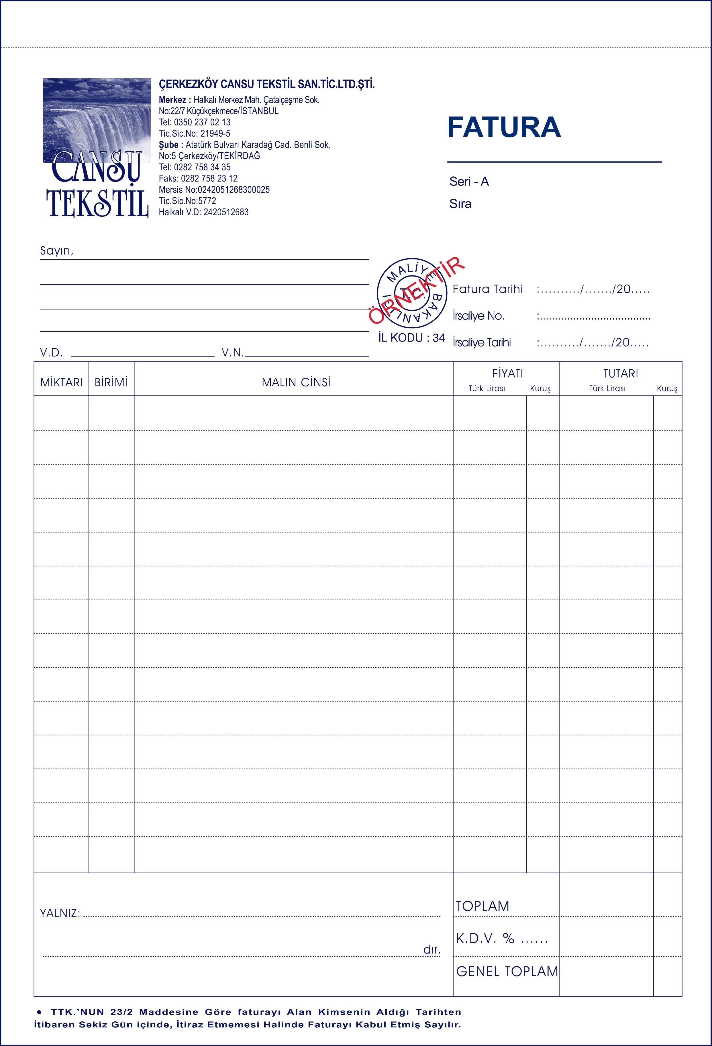 FATURA A4 CİLTLİ